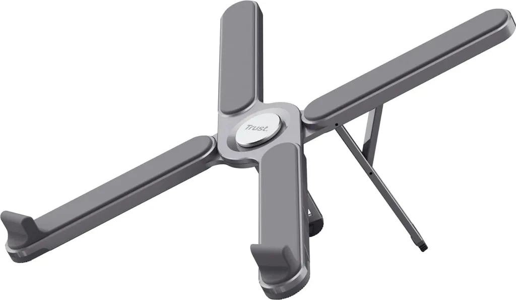 Support PC Métal Trust Macy Gris Pliable (25647) Ultra Résistant Fin