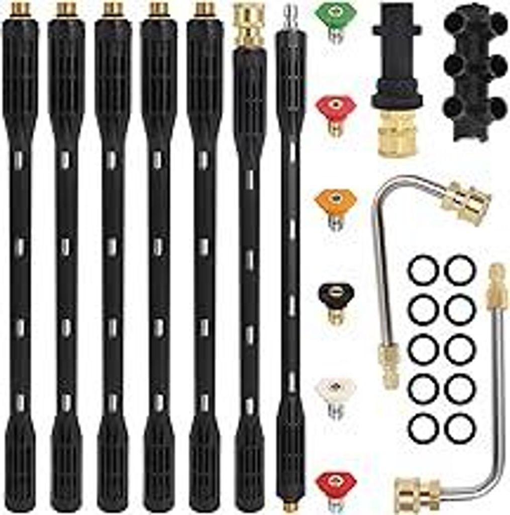 Hochdruckreiniger Verlängerung 10 Stück mit Adapter, kompatibel mit Kärcherr K-Serie K2 K3 K4 K5 K6 K7, 4000 PSI Druckwasserrohr Zubehör mit 1/...