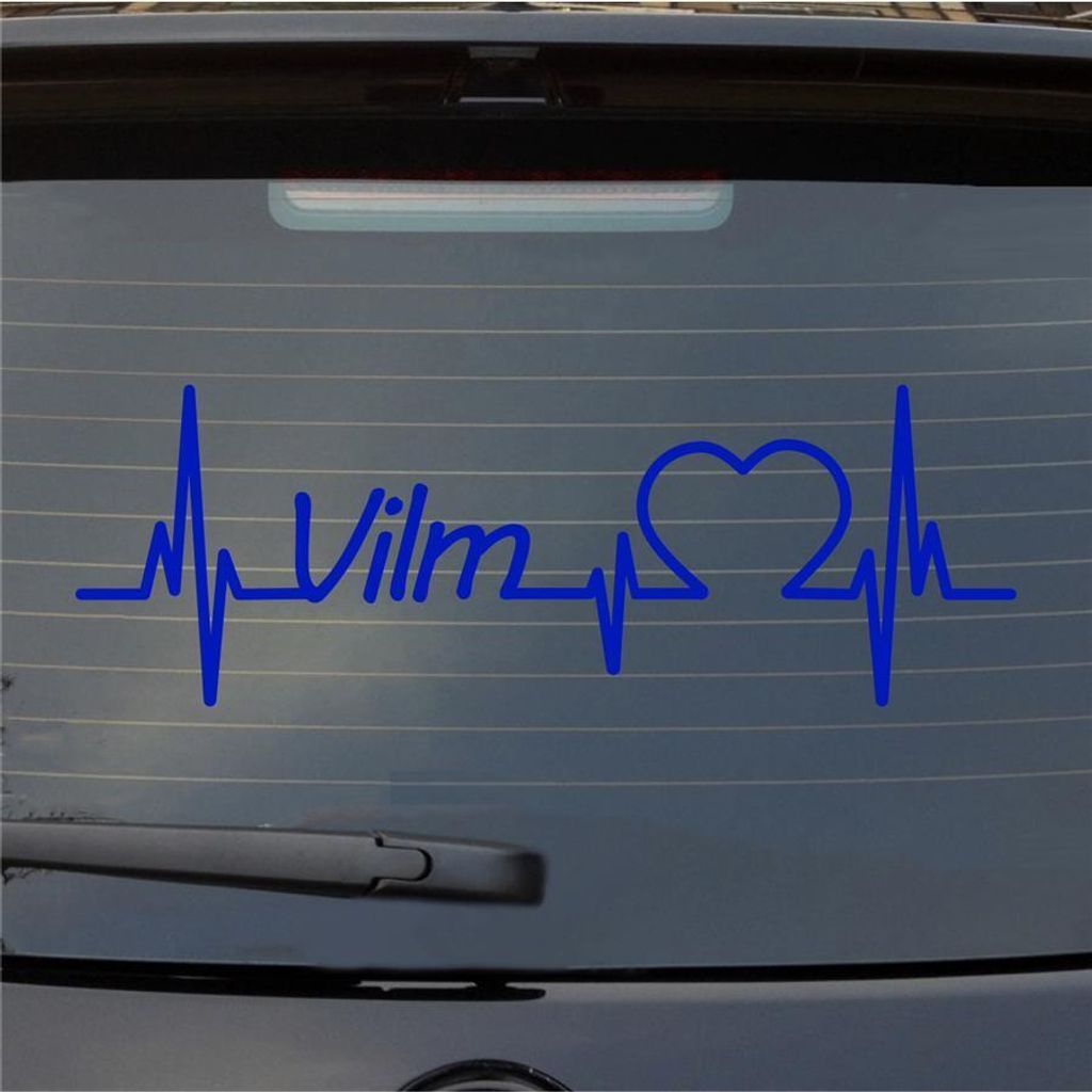 Heckscheibenaufkleber Vilm Herzschlag Puls Insel Ostsee Liebe 55x19 cm Dunkelblau Auto Aufkleber Sticker