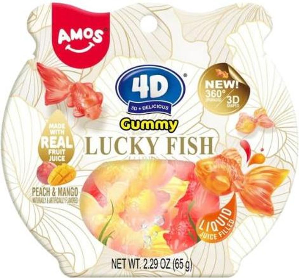 AMOS 4D Gummy Lucky Fish Peach & Mango 60g Produktbild 