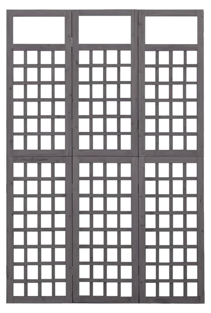 3-teiliges Raumteiler-Set aus massivem Tannenholz in Grau, 121x180 cm, vielseitig einsetzbar als Spalier, bietet Platz für Pflanzen, Klappdesign, ...