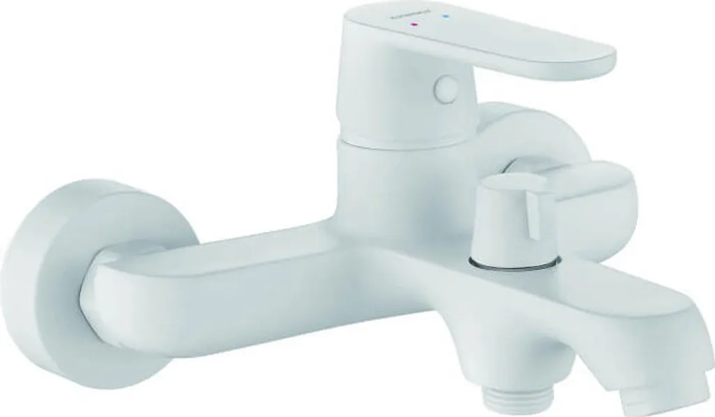 Miscelatore Vasca da Bagno Bianco Design a Parete - Stile Moderno
