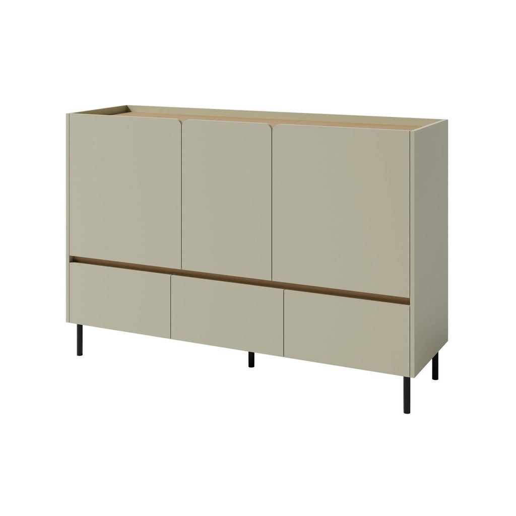 Kommode LICO 150x105x40 cm Eukalyptus, Sideboard mit 3 Schubladen und 3 Türen, Moderner Stil