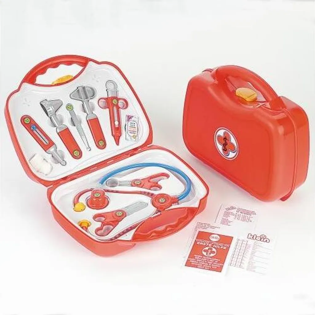 Mallette médicale enfant rouge et grise 12 pièces avec stéthoscope pro - 16