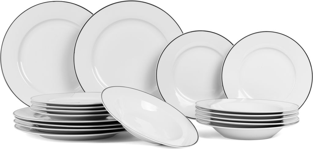Kombiservice - Weiß - Porzellan - für 6 Personen - 18-teilig