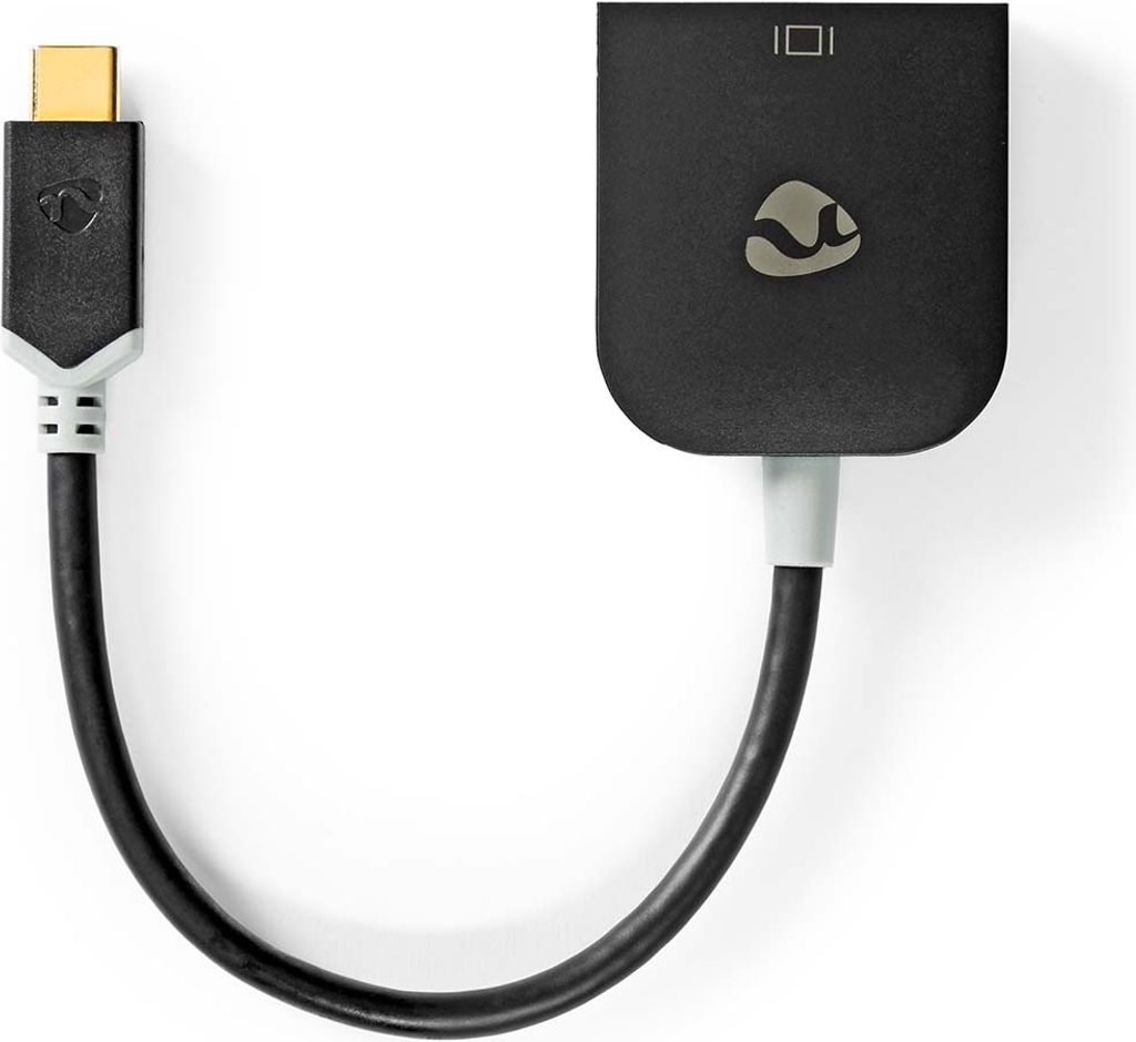 Nedis USB-C Adapter / USB 3.2 Gen 1 / USB-C Stecker / VGA Buchse / 1920x1200 / 0.20 m / Rund / Vergoldet / PVC / Anthrazit / Verpackung mit S...