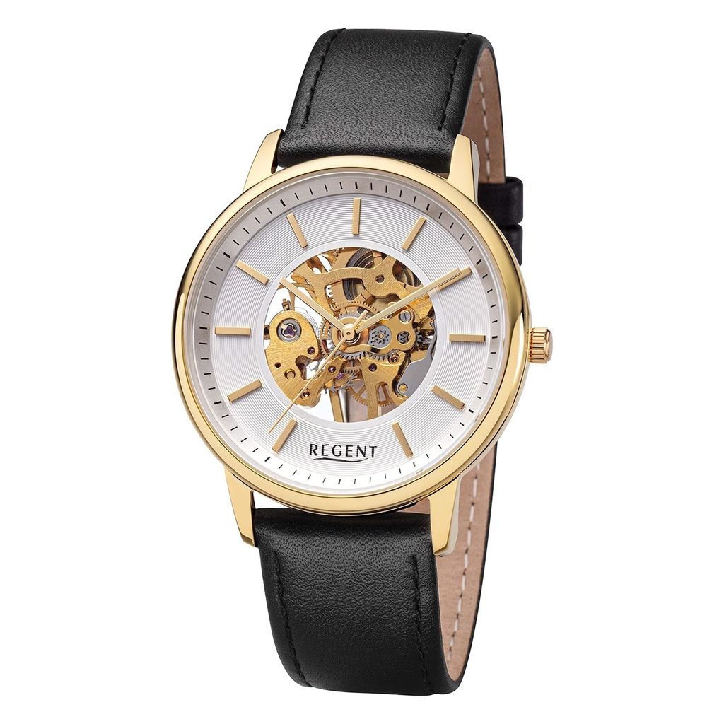 Regent Herren Uhr Lederarmband Leder Armbanduhr Analog schwarz URF1399