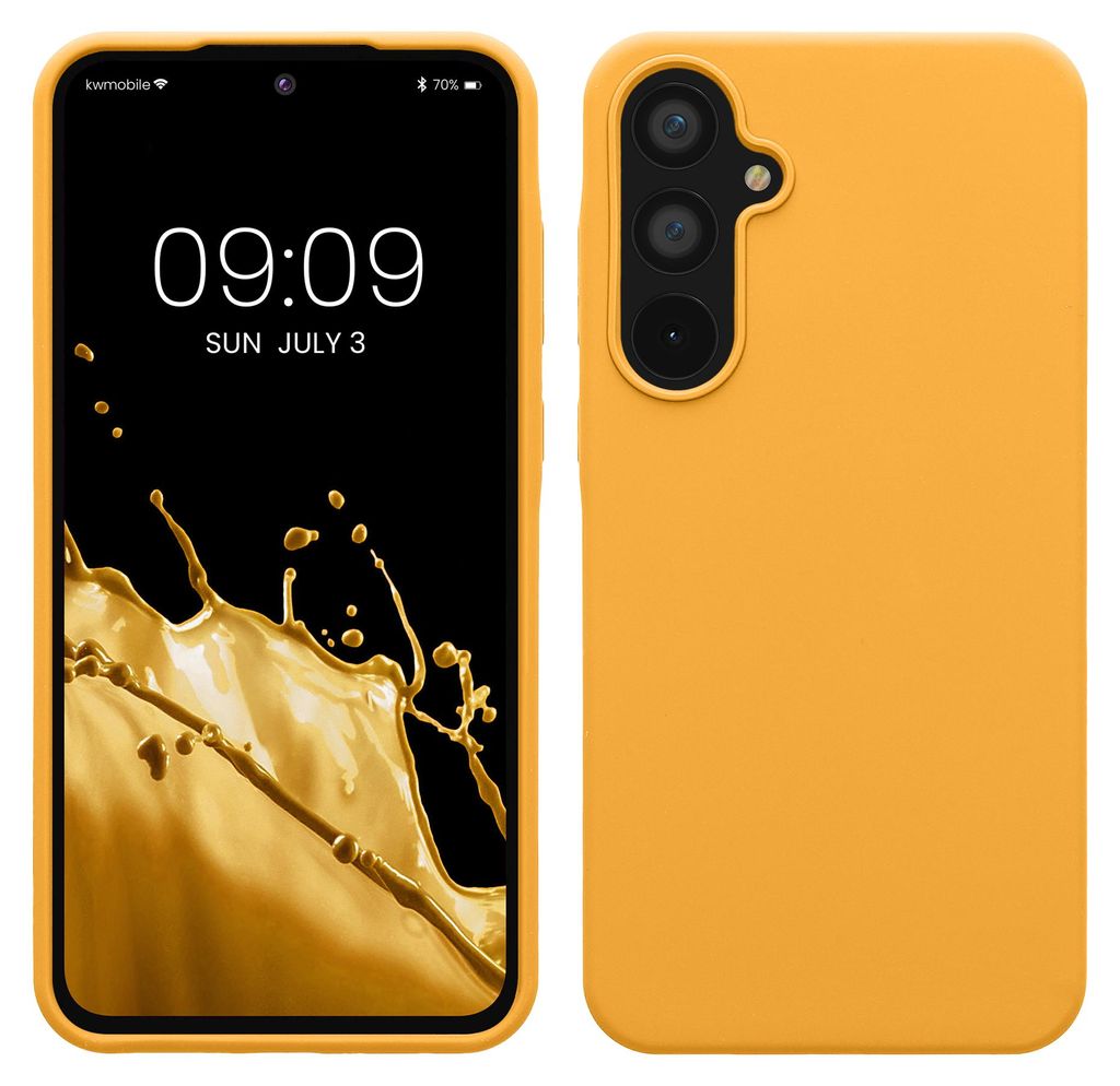 kwmobile Handyhülle für Samsung Galaxy A55 5G Hülle - Case Silikon - Kabelloses Laden - Schutzhülle Cover in Mango