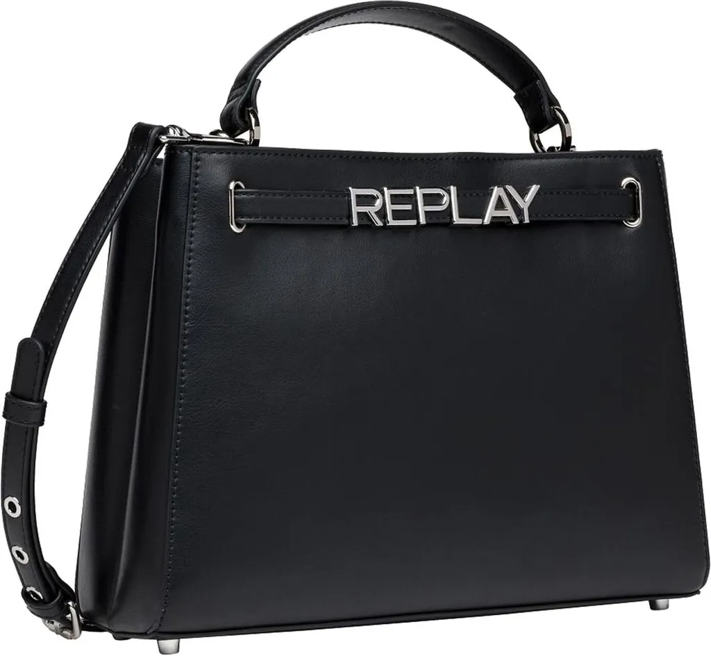 Replay Borsetta Nera con Tracolla - Handbag Elegante Black Nero