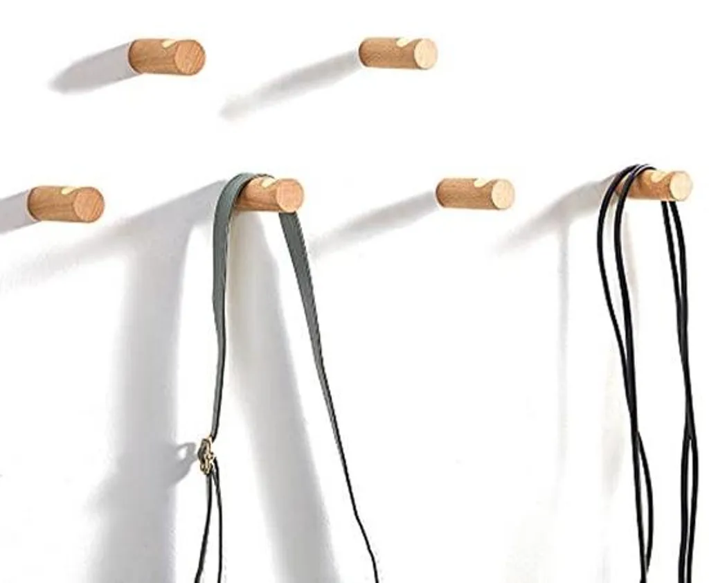Supports muraux en bois pour entrée et salle de bain, lot de 6 patères