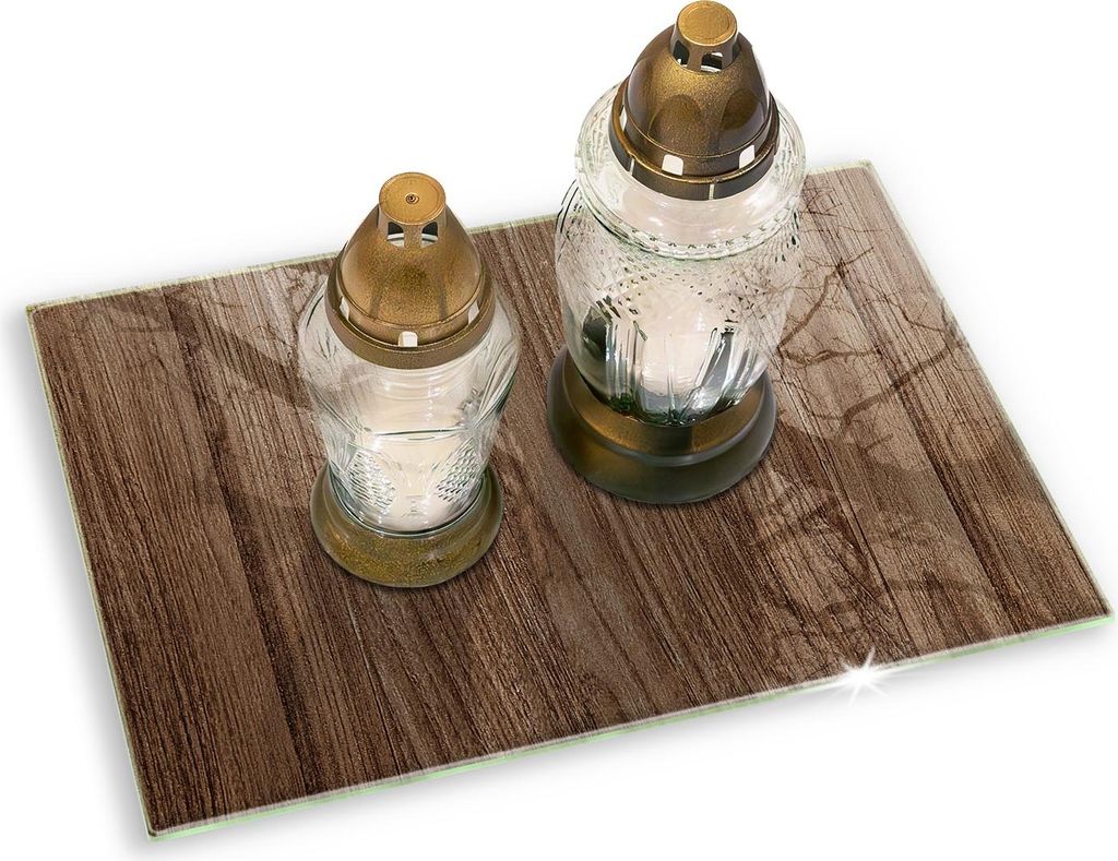 Unterlage für Kerzen Minimalistisch Glas Gummifüße - 80x52 cm - Holzstruktur