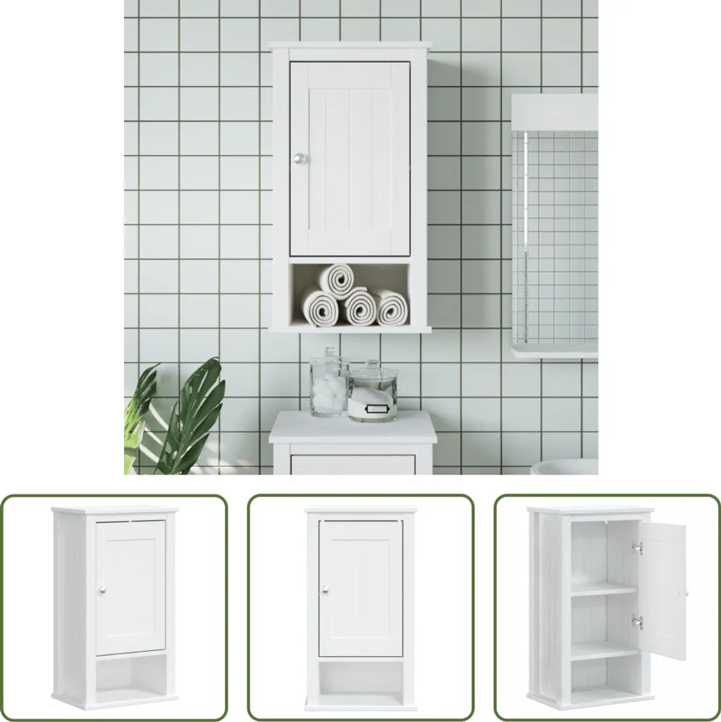 Pensile Bagno Bianco BERG in Legno Pino Massello 40cm | Stile e Relax