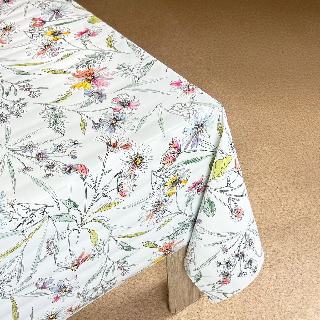 Wachstuchtischdecke 140x500 cm - Wildblumen - Wachstischdecke mit wasserabweisender und lebensmittelecht PVC-Beschichtung - Outdoor-Tischdecken fü...
