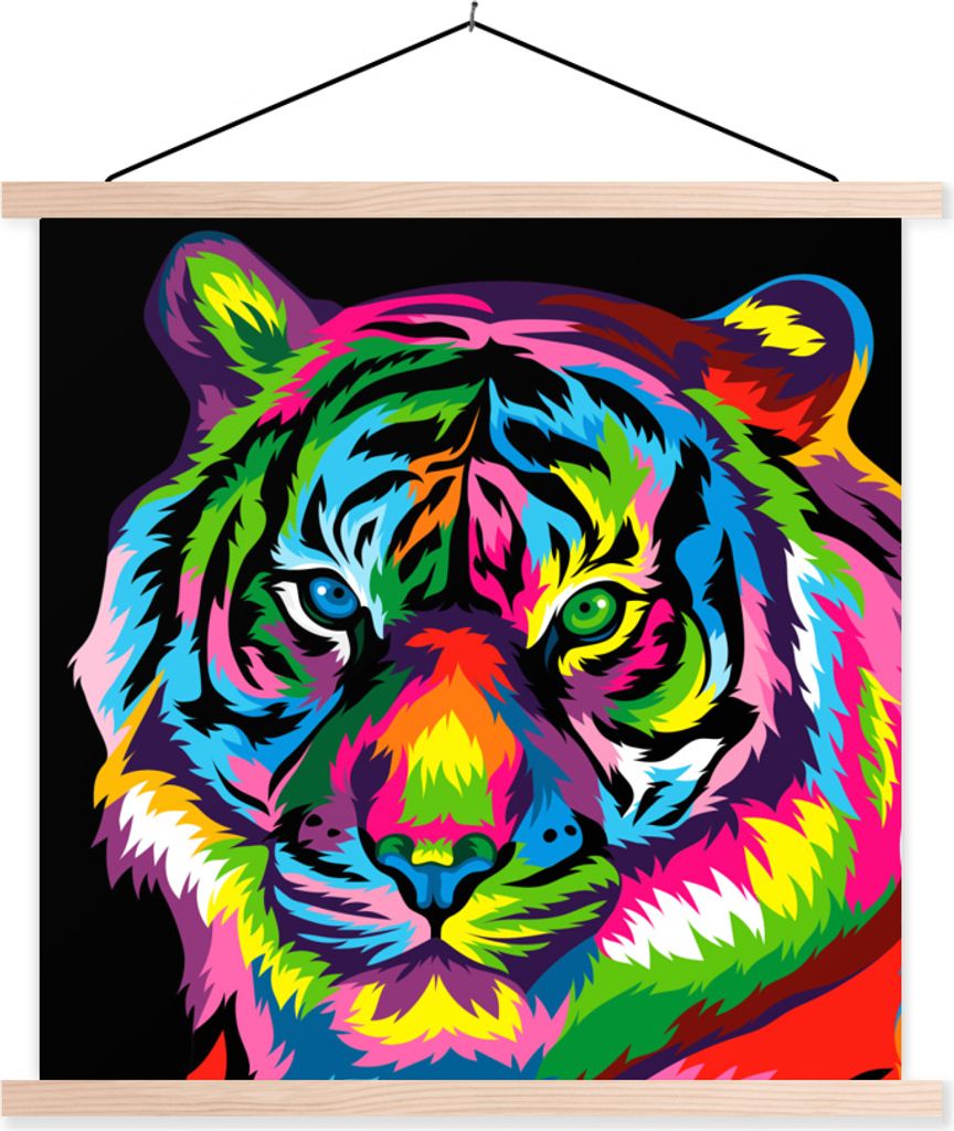 MuchoWow® Textilposter Tiger - Regenbogen - Schwarz 120x120 Produktbild 