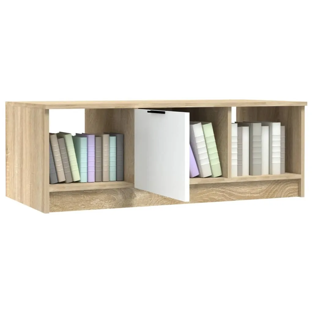 Table Basse Gain de Place Blanche et Chêne Sonoma Durable 102x50x36 cm