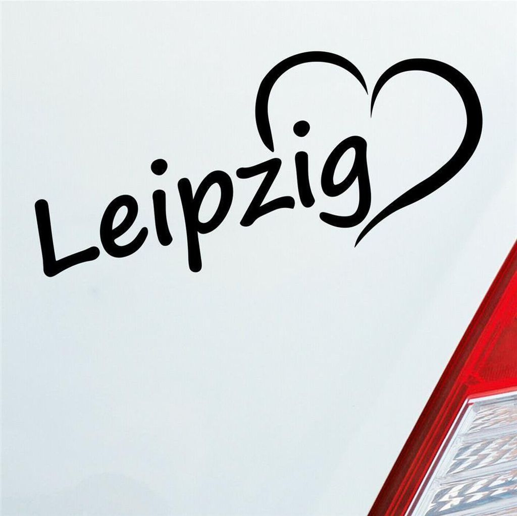 Auto Aufkleber Leipzig Herz Stadt City Liebe Love Heimat 18,5x8 cm Schwarz Matt Sticker Heckscheibenaufkleber