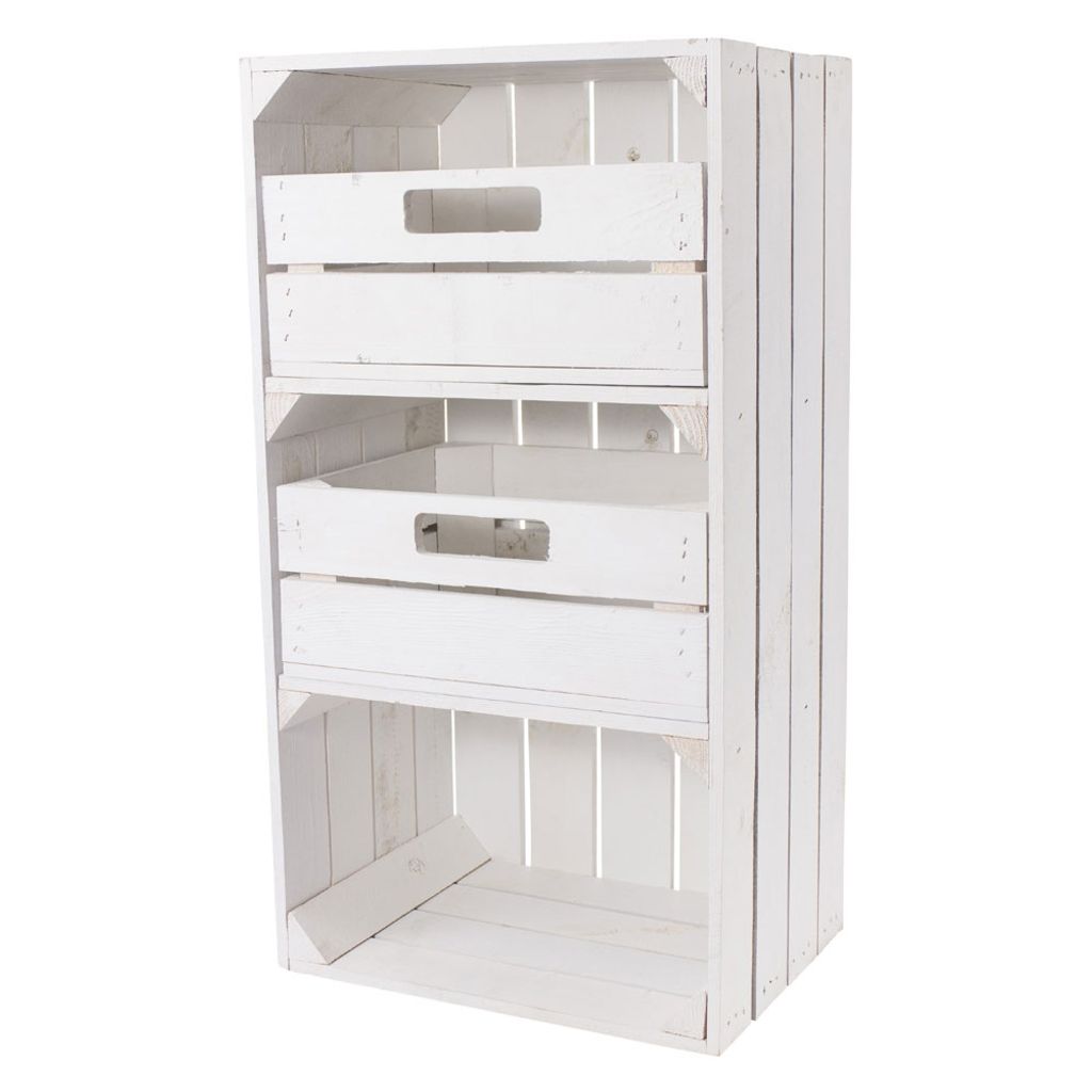 4x WEIßE Holzkisten mit 2 SCHUBLADEN / Schubladenelement / 68x40x31cm / NEU / DIY Schreibtisch