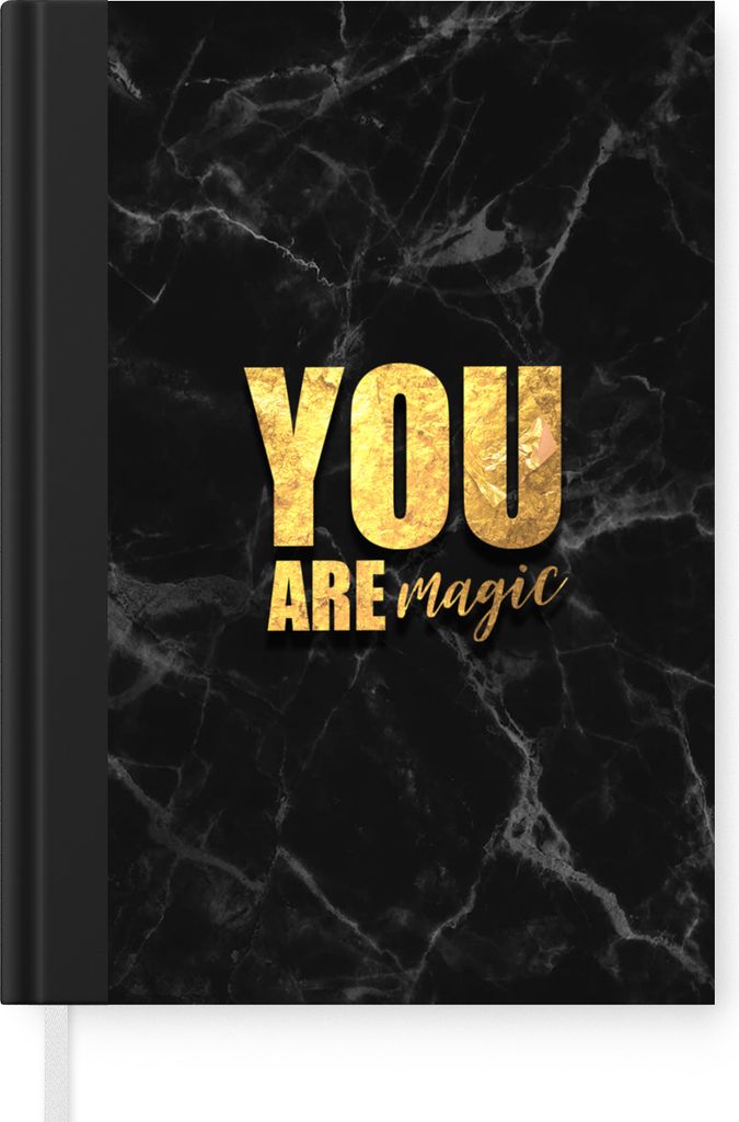 MuchoWow Notizbuch Tagebuch Haushaltsbuch Notebook A5 Zitate - Magie - Gold - Marmor - Notizblock - Notizheft - Notebook - Schreibblock - Papier