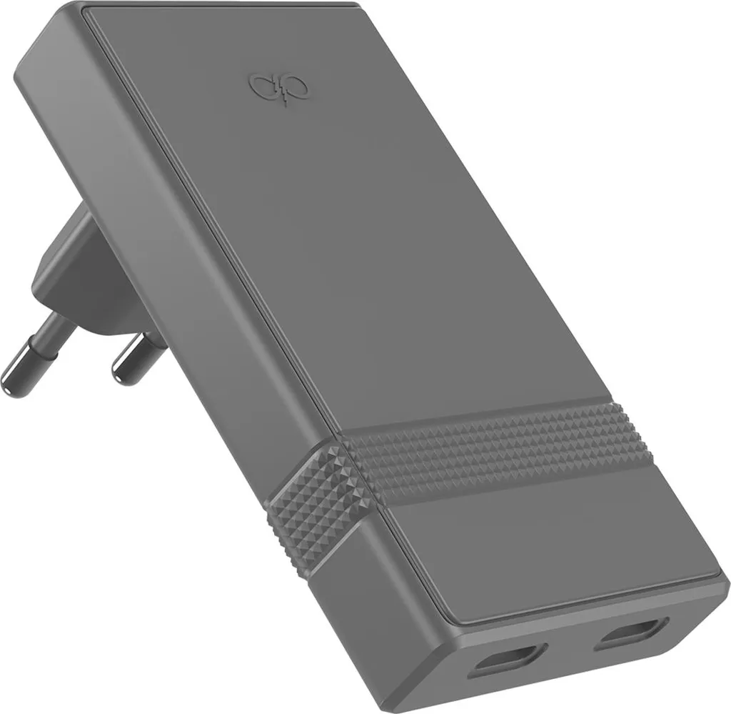 Force Power, caricatore da rete GaN da 45 W con 2 porte USB-C a forma di L PD, grigio