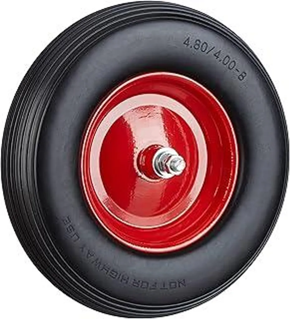Relaxdays Ruota Carriola Antiforatura 4.80 4.00-8 Gomma Piena PU