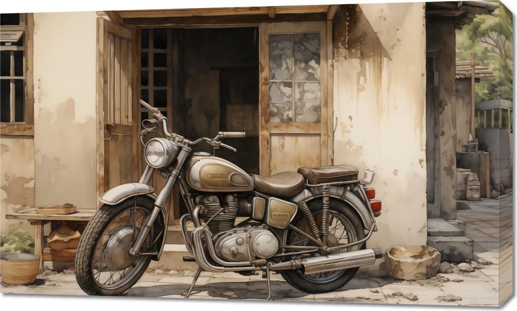 Bild 100x60cm Motorrad Einsame Flucht