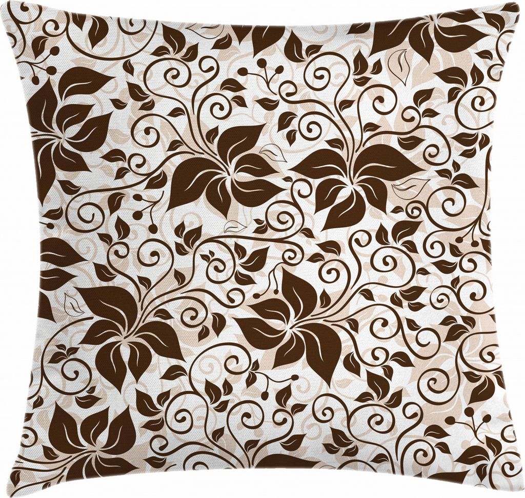 ABAKUHAUS Erdfarben Kissenbezug, Brown-Blumen-Blätter, Digitaldruck Wasser Resistent Farbfest mit Reißverluß und Waschbarer Kissenhülle, 50 x 5...