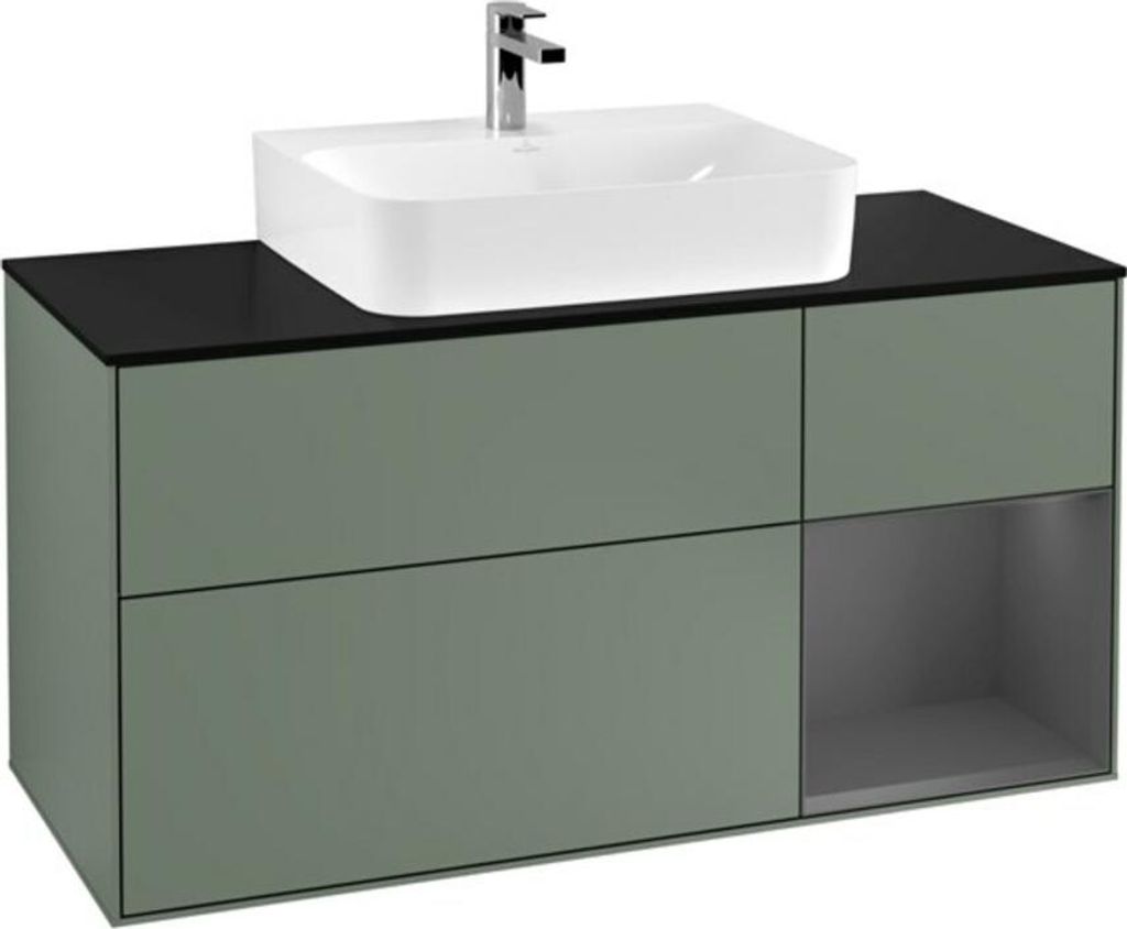 V&B Waschtischunterschrank Wandbeleuchtung Finion 120cm, Pl b m, Rg r A m, Oli. m Lac