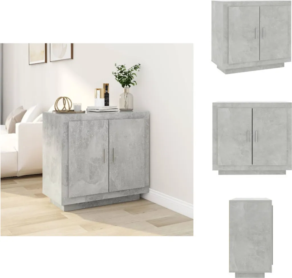 vidaXL Credenza 80x40x75 cm Grigio Cemento - Mobile Multiuso