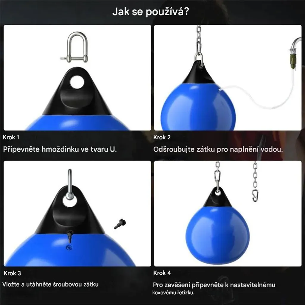 Sac de boxe à eau bleu Ø45 cm avec absorption des chocs optimale