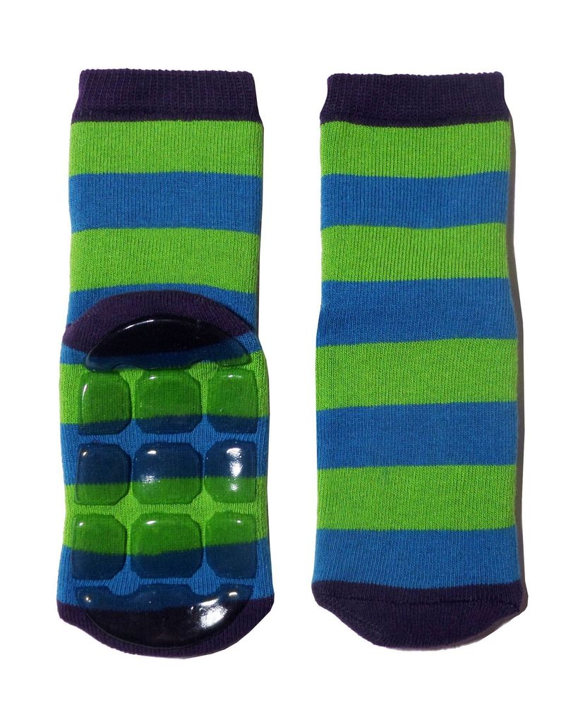 Kinder ABS-Socken aus Baumwolle Große Blockringel Kiwi Größe 18-19