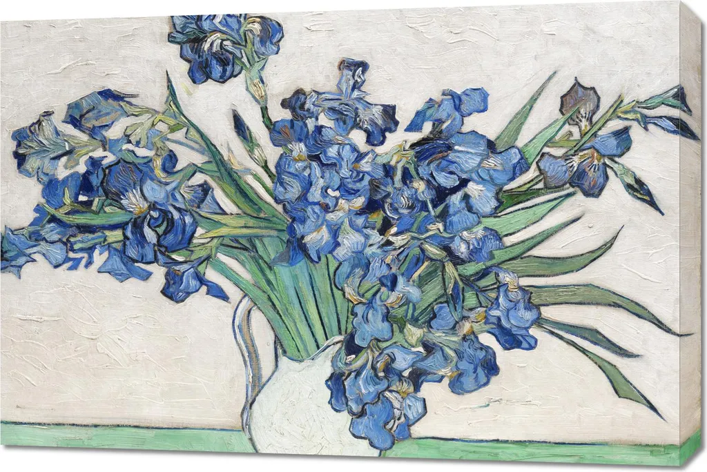 Quadro Vintage Van Gogh Irises 2 - 90x60cm per Salotti Retrò e Shabby