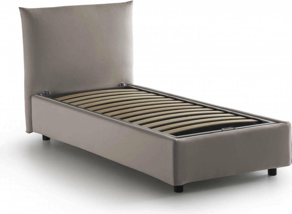 Einzelbett Marina, Containerbett mit Stoffbespannung, 100% Italy, Seitliche–ffnung, passend für Matratze 80x190 cm, Turteltaube