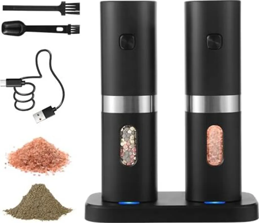 SYAWS Luxury Electric Pepper Mill - Set con Stazione USB e LED