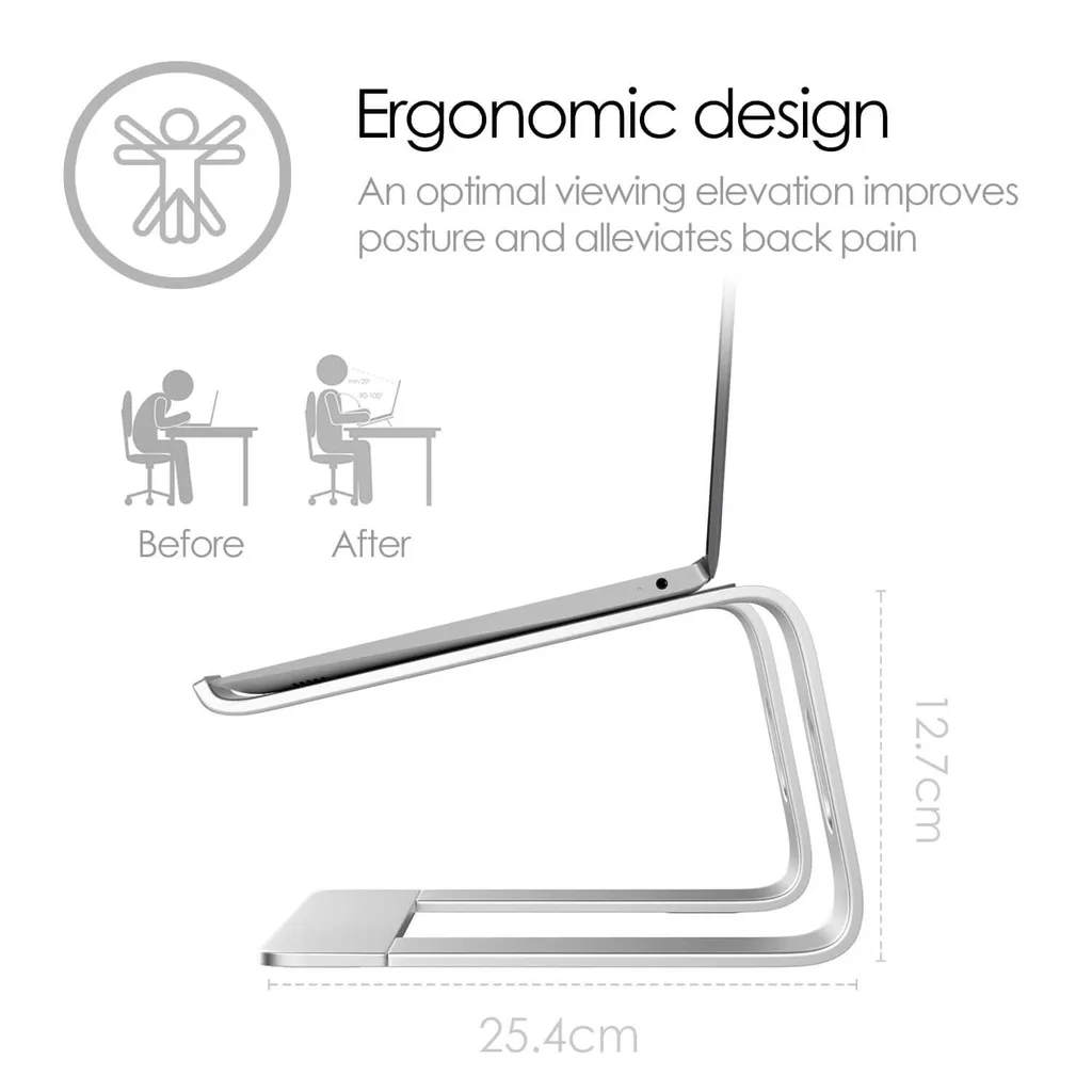 Support PC Portable Aluminium Argent Robuste et Ventilé Design Supreme Pro - 6