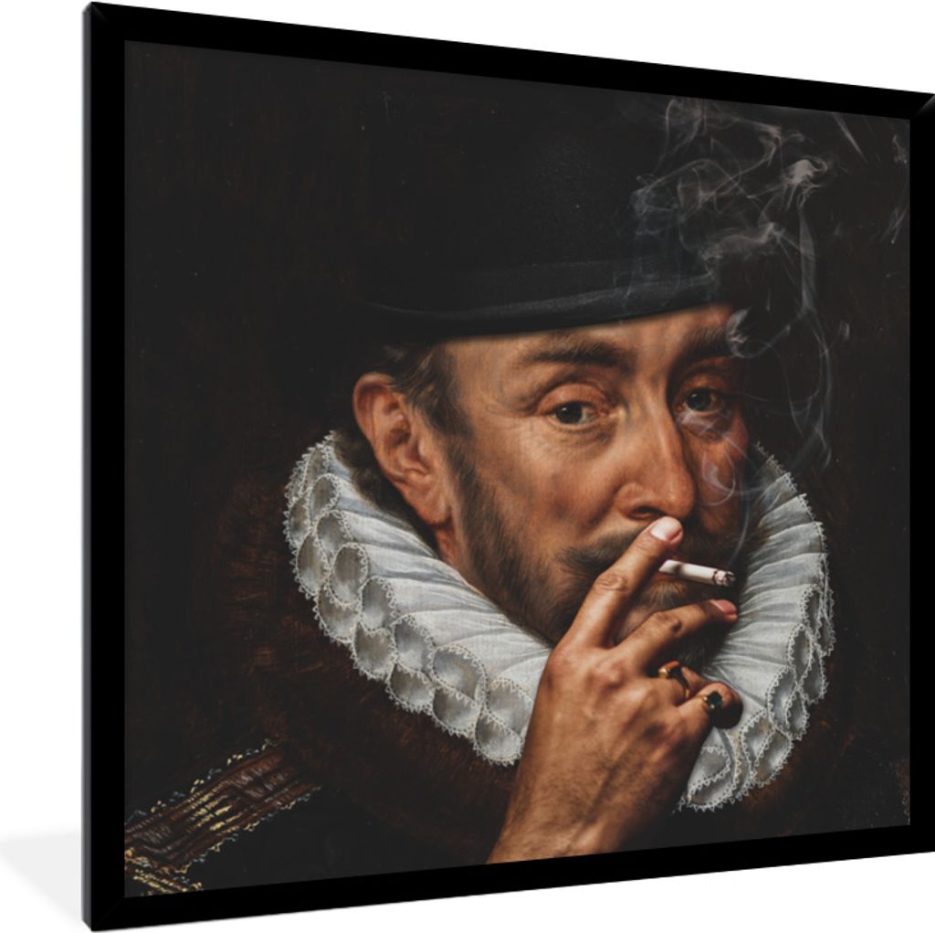 MuchoWow MuchoWow Gerahmtes Poster Wilhelm von Oranien - Adriaen Thomasz - Hut 40x40 cm - Poster mit zchwarzem Bilderrahmen - Mit Rahmen - Wand...