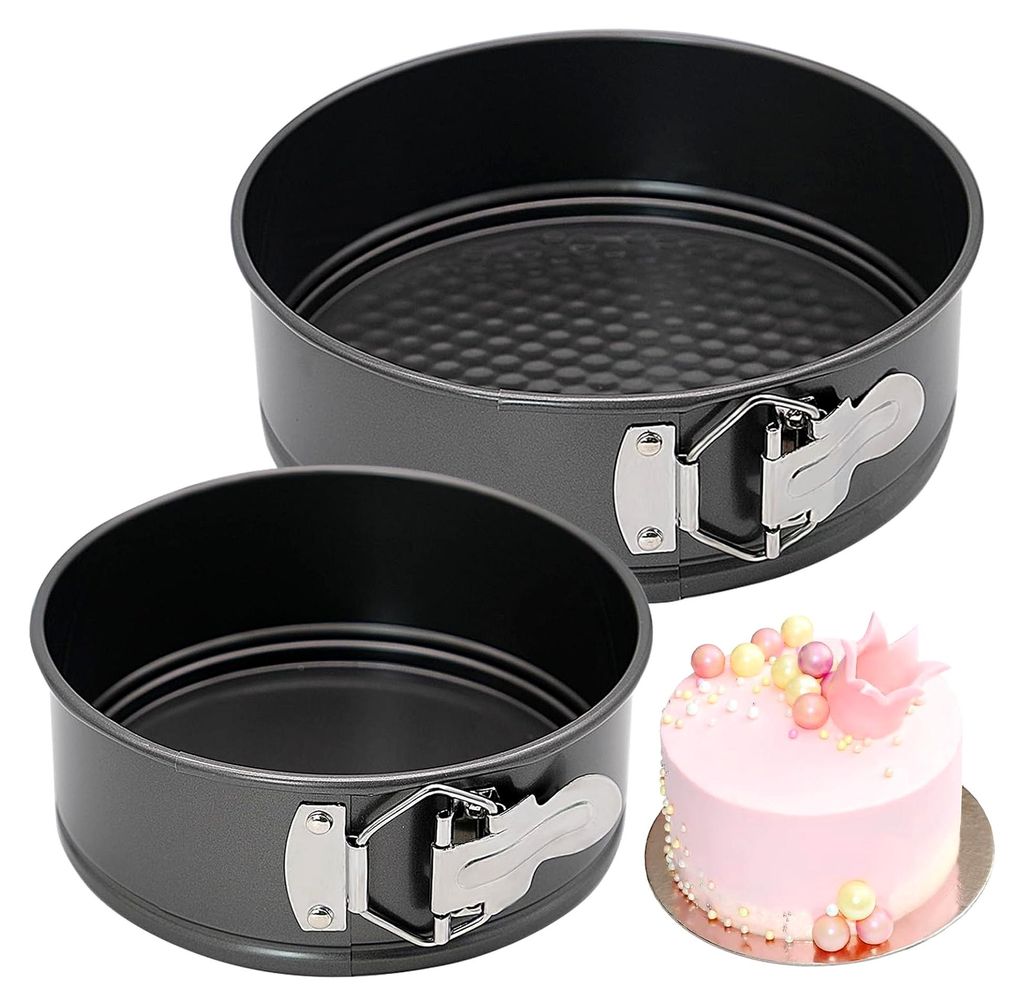 2 Stück 16cm/20cm Runde Kuchenformen Set, Mini Backformen mit Antihaftbeschichtung für Käsekuchen, Mousse-Kuchen, Chiffon-Kuchen