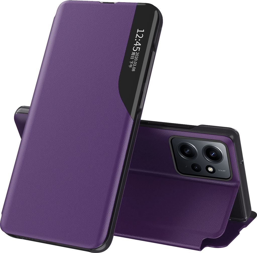 Dünn Flip Stand Cover Kunstleder Schutzhülle für Xiaomi Redmi Note 12 4G Lila