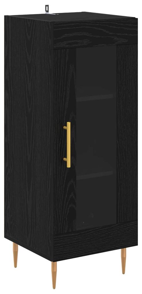 “2026 Modern“ Schwarz Sideboard Schwarz Eichen-Optik 34 x 34,5 x 90 cm Holzwerkstoff - Designermöbel 48548 - Kommoden