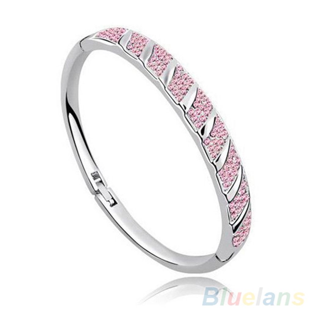 Damen-Brautschmuck, schmal, glänzend, Strass-Armreif, Verlobung, Hochzeit-Rosenrot