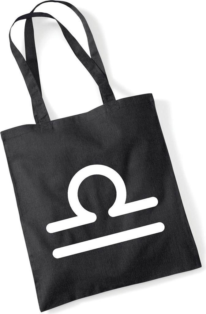 Huuraa Jutebeutel Waage Sternzeichen Zeichen 10 Liter Black Baumwolle Tasche Geschenkidee