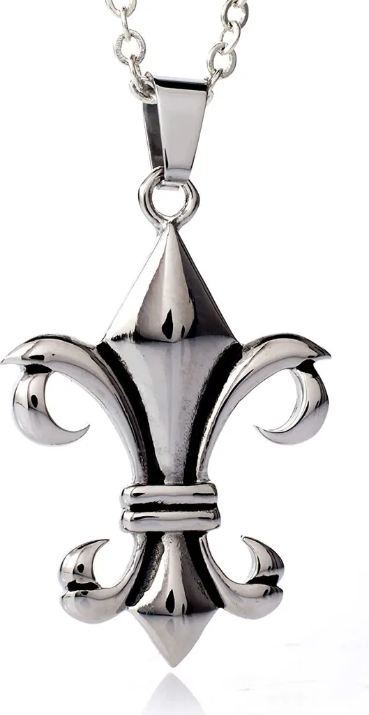 Collana Borbonica Uomo Giglio in Acciaio - Pendente Storico 50cm