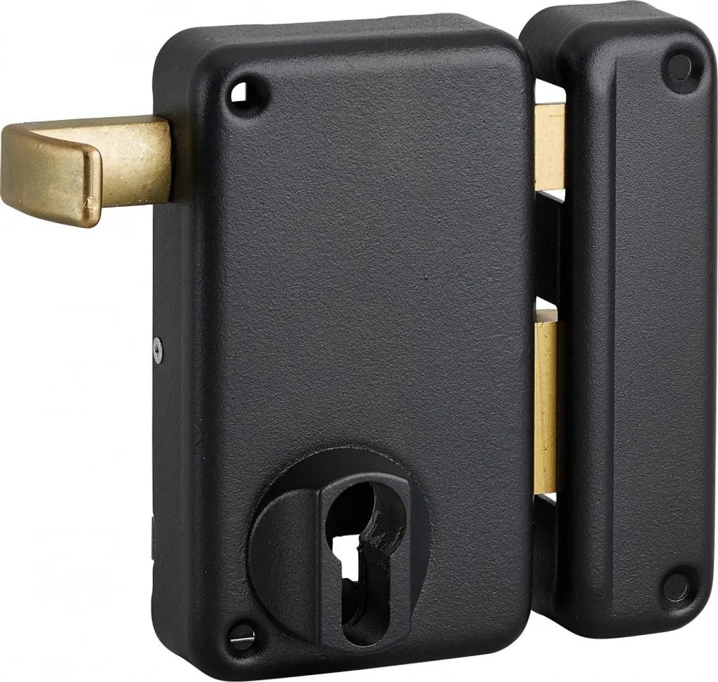 Serrure Thirard droite noir époxy axe 45mm double entrée à tirage