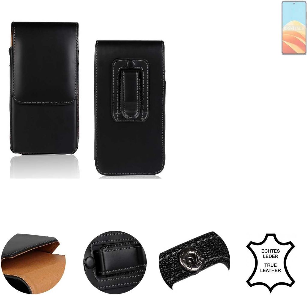 K-S-Trade Holster Gürteltasche Handy Hülle Schutzhülle kompatibel mit Nubia Calf 5G Handyhülle Leder schwarz, 1x