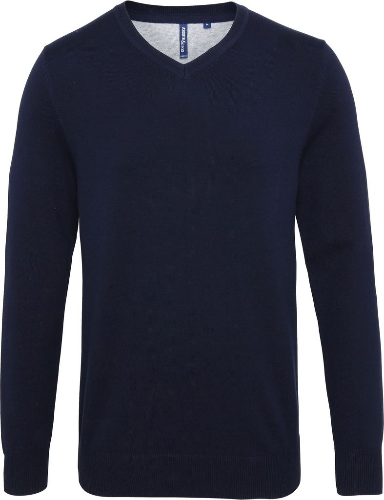 Asquith & Fox Herren Baumwolle reichen V-Ausschnitt Pullover RW5188 (M) (Marineblau)