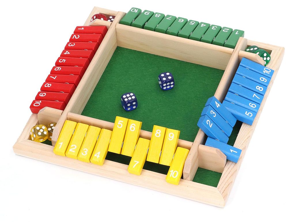 Holzwürfel-Brettspiel für Zuhause, Kneipe, Urlaub, Party, 4 Spieler, Familientisch, Mathe-Spiele für Erwachsene und Kinder, grüne Unterseite