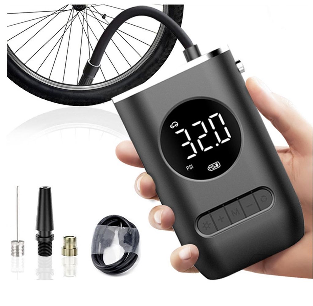 Mini Luftkompressor – Elektrische Reifenpumpe mit LED, 150 PSI, 4000 mAh Akku für Auto, Motorrad, Fahrrad & Bälle