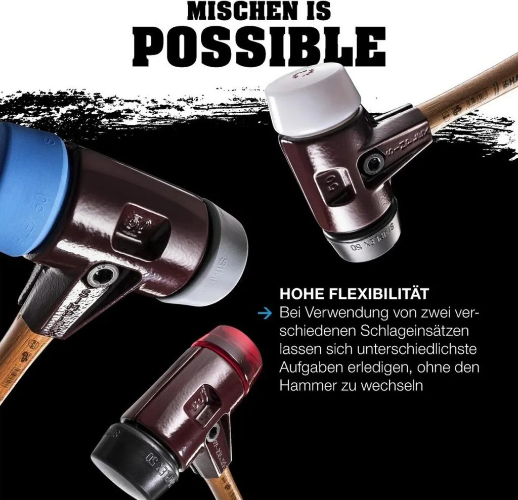 Mazza SIMPLEX soft-face con alloggiamento TE e impugnatura in legno, Ø 80, Superplastica / metallo morbido - 8