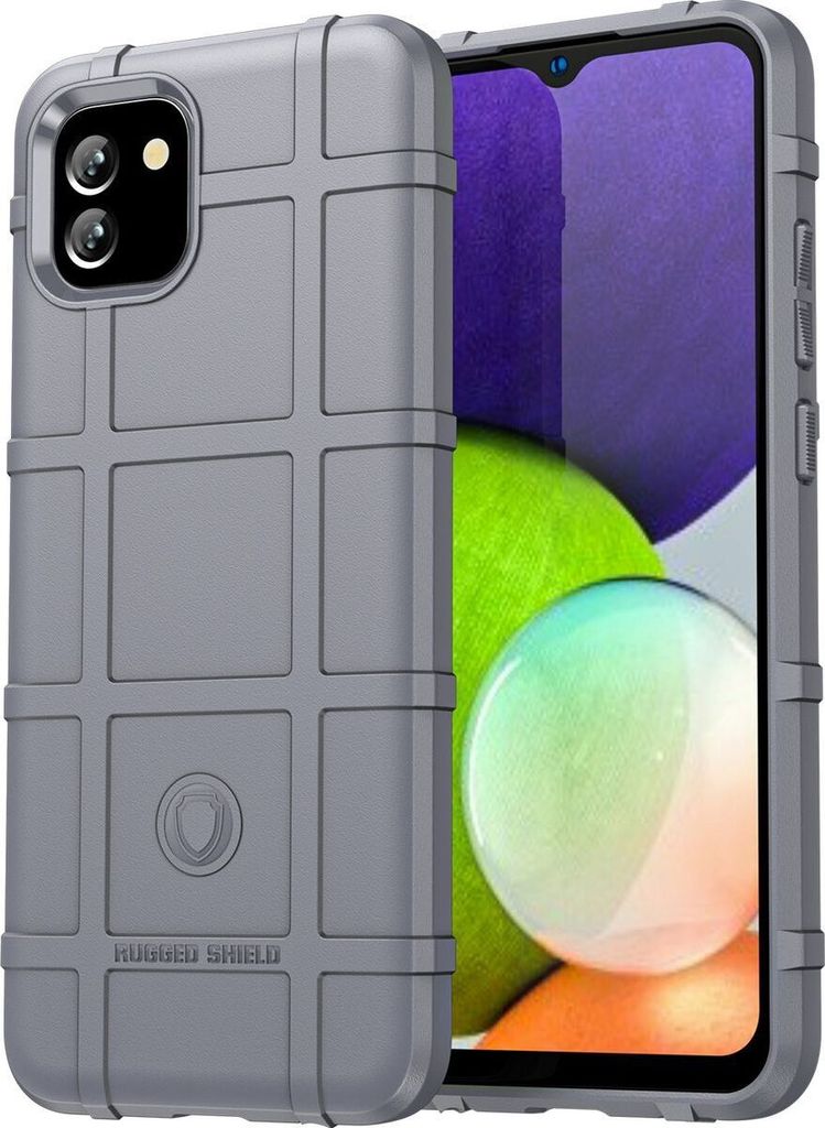 Mobigear Rugged Shield Samsung Galaxy A03 Hülle Flexibles TPU Backcover Stoßfest - Grau