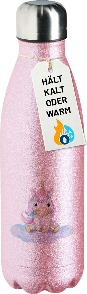 Huuraa Trinkflasche Einhorn Fabelwesen 500ml Pink Edelstahl Wasserflasche Trinkflasche Geschenkidee