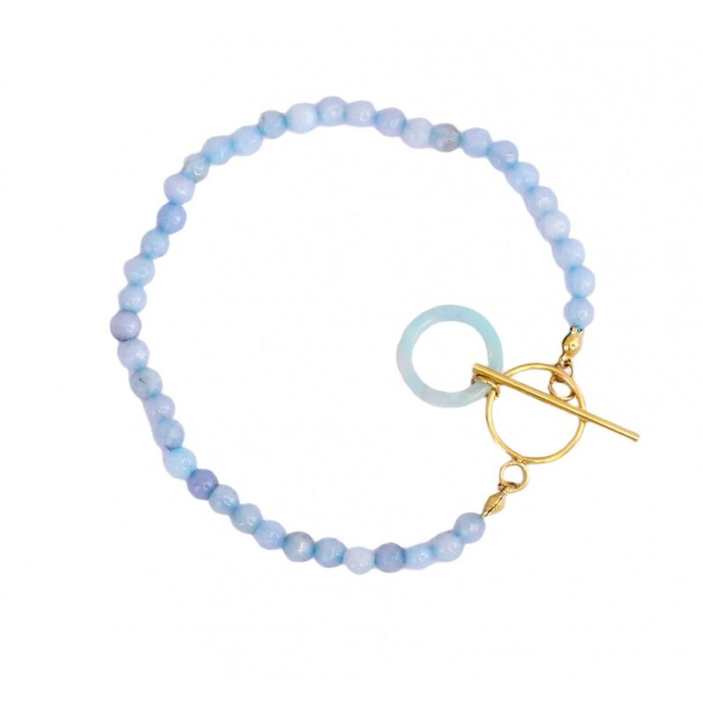 Armband aus Chirurgenstahl mit 14-karätiger Goldplattierung, hellgoldfarben, Größe 17 + 2,5 cm